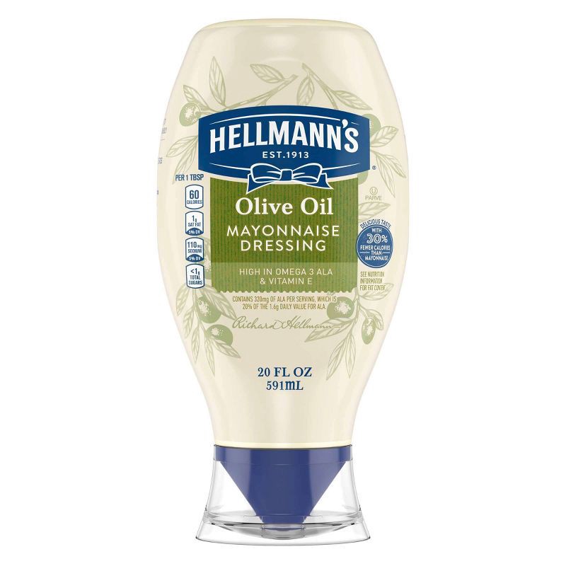 slide 1 of 5, Hellmann's Mayonnaise Dressing with Olive Oil Squeeze - 20 fl oz, 20 fl oz