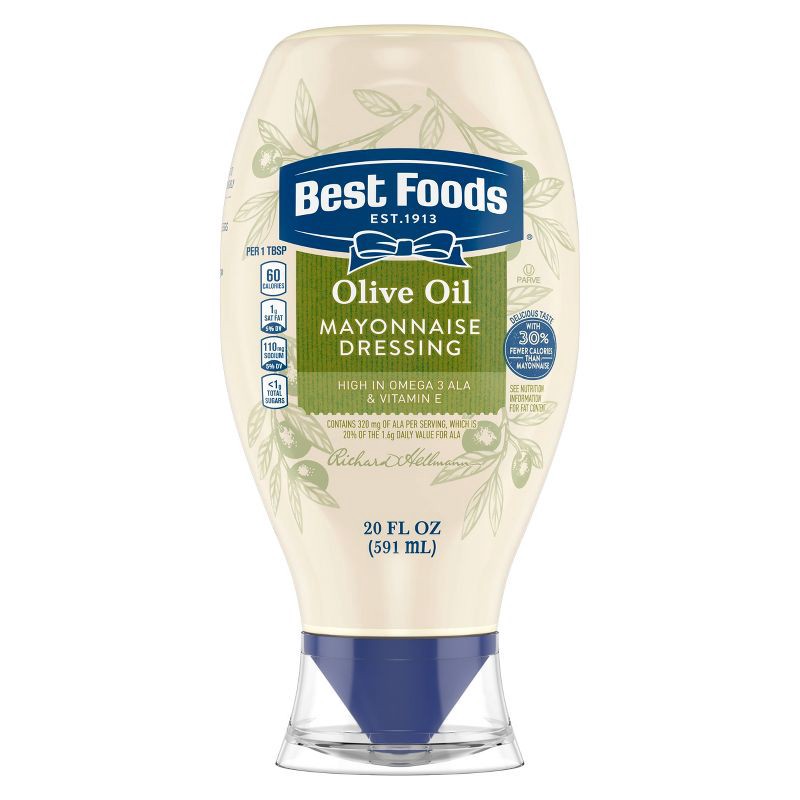 slide 2 of 6, Best Foods Mayonnaise Dressing with Olive Oil Squeeze - 20 fl oz, 20 fl oz