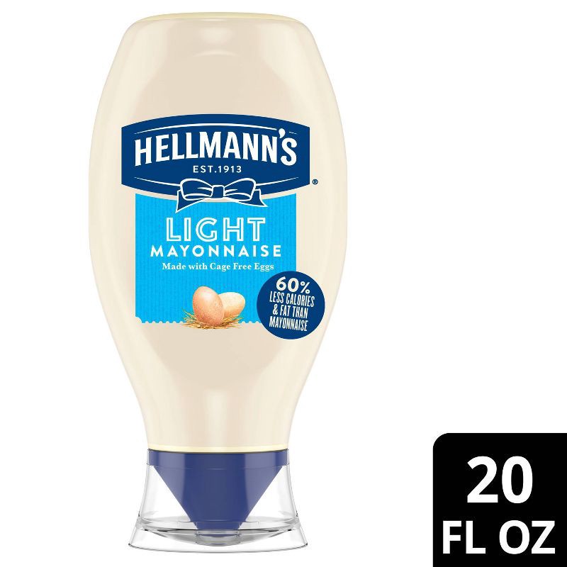 slide 1 of 7, Hellmann's Light Mayonnaise Squeeze - 20 fl oz, 20 fl oz