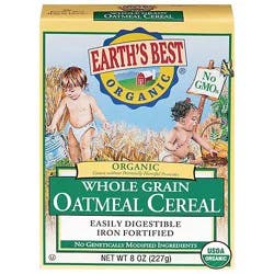 Earths Best Organic Cereal Oatmeal Whole Grain - 8 Oz