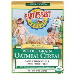 Earths Best Organic Cereal Oatmeal Whole Grain - 8 Oz