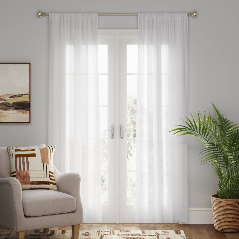 slide 2 of 4, 54"x84" Light Filtering Farrah Window Curtain Panel White - Threshold™: Cotton & Recycled Polyester, Rod Pocket, 1 ct