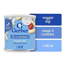 Gerber Lil Crunchies Veggie Dip Puffs Snack Canister For Baby - 1.48 Oz