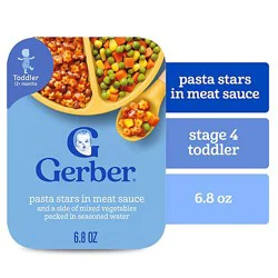 Gerber Pasta Stars In Meat Sauce And A Side Of Mixed Vegetables Toddler Food - 6.8 Oz