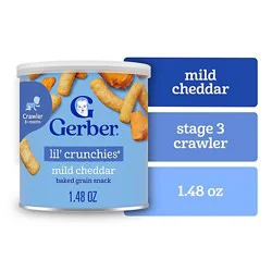 Gerber Lil Crunchies Mild Cheddar Baked Corn Snack Canister For Baby - 1.48 Oz