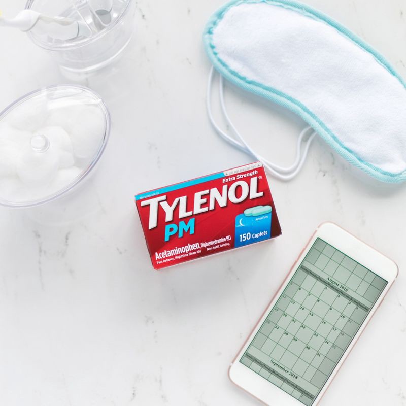 slide 7 of 10, Tylenol PM Extra Strength Pain Reliever & Sleep Aid Caplets - Acetaminophen - 100ct, 100 ct