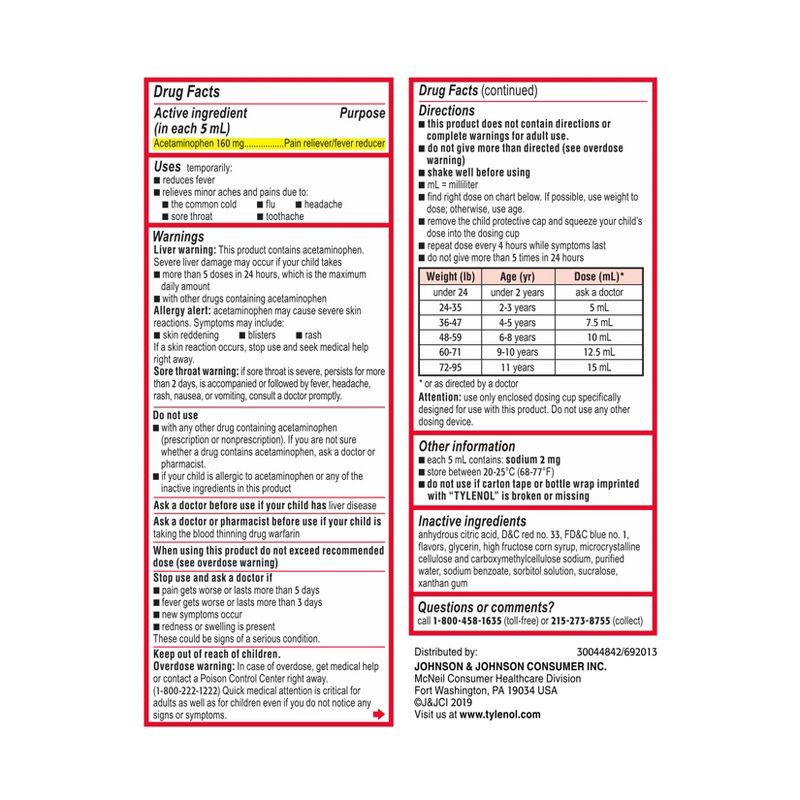 slide 11 of 11, Children's Tylenol Pain + Fever Relief Liquid - Acetaminophen - Grape - 4 fl oz, 4 fl oz