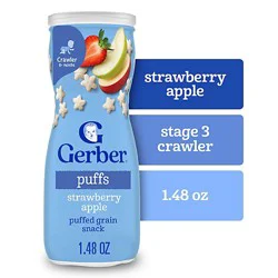 Gerber Strawberry Apple Grain & Grow Puffs Snacks For Baby Canister - 1.48 Oz