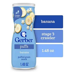 Gerber Grain & Grow Puffs Banana Snacks For Baby In Canister - 1.48 Oz