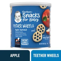 Gerber Apple Harvest Snacks For Baby Teether Wheels Canister - 1.48 Oz