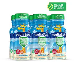 Pediasure Grow & Gain With Fiber Kids Nutritional Shake Ready To Drink Vanilla - 6-8 Fl. Oz.