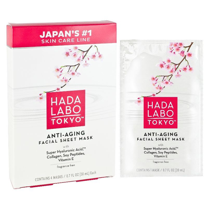 slide 3 of 10, Hada Labo Tokyo Anti-Aging Facial Sheet Mask, Spa Face Mask Firms & Hydrates - 4 ct, 4 ct
