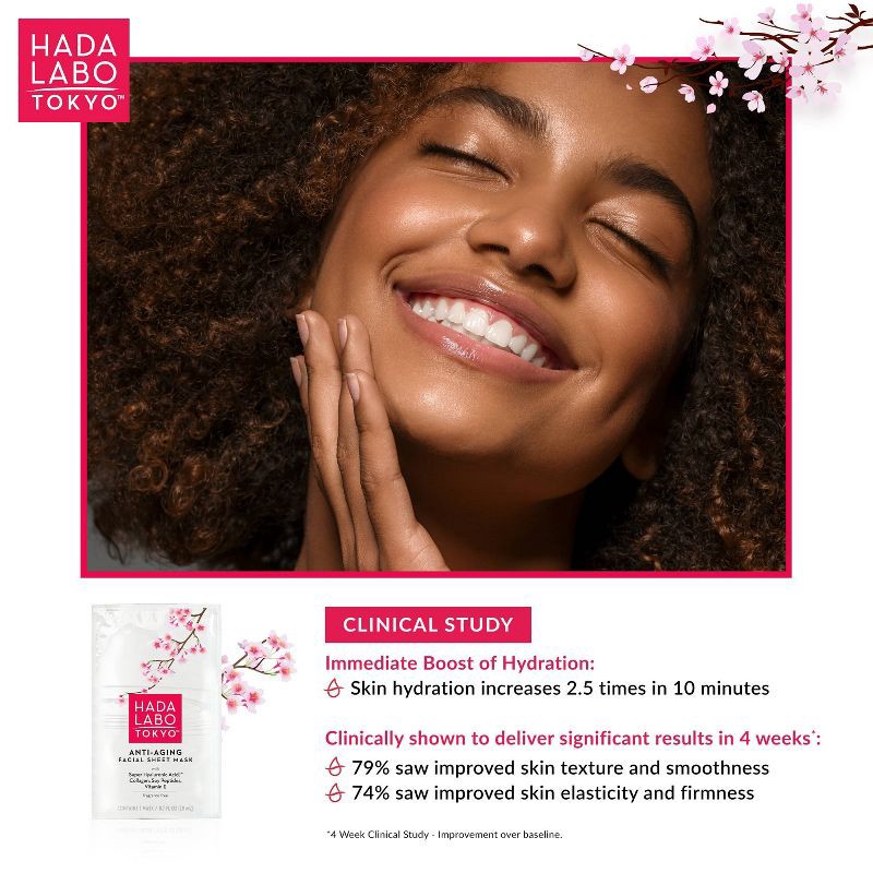 slide 8 of 10, Hada Labo Tokyo Anti-Aging Facial Sheet Mask, Spa Face Mask Firms & Hydrates - 4 ct, 4 ct