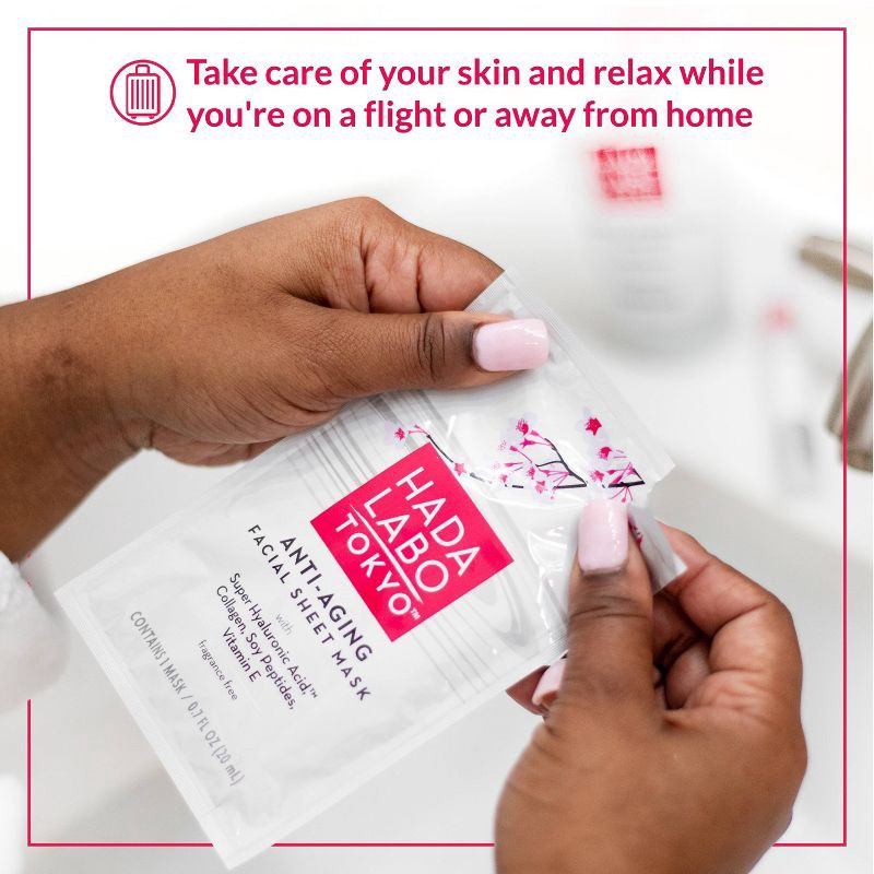 slide 10 of 10, Hada Labo Tokyo Anti-Aging Facial Sheet Mask, Spa Face Mask Firms & Hydrates - 4 ct, 4 ct