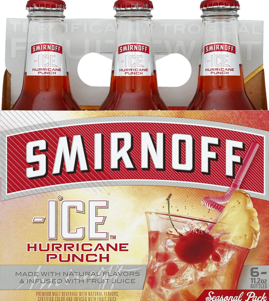 slide 4 of 4, Smirnoff Ice Hurricane Punch, 11.2 fl oz, 6 Pack Bottles, 4.5% ABV, 6 ct; 11 oz