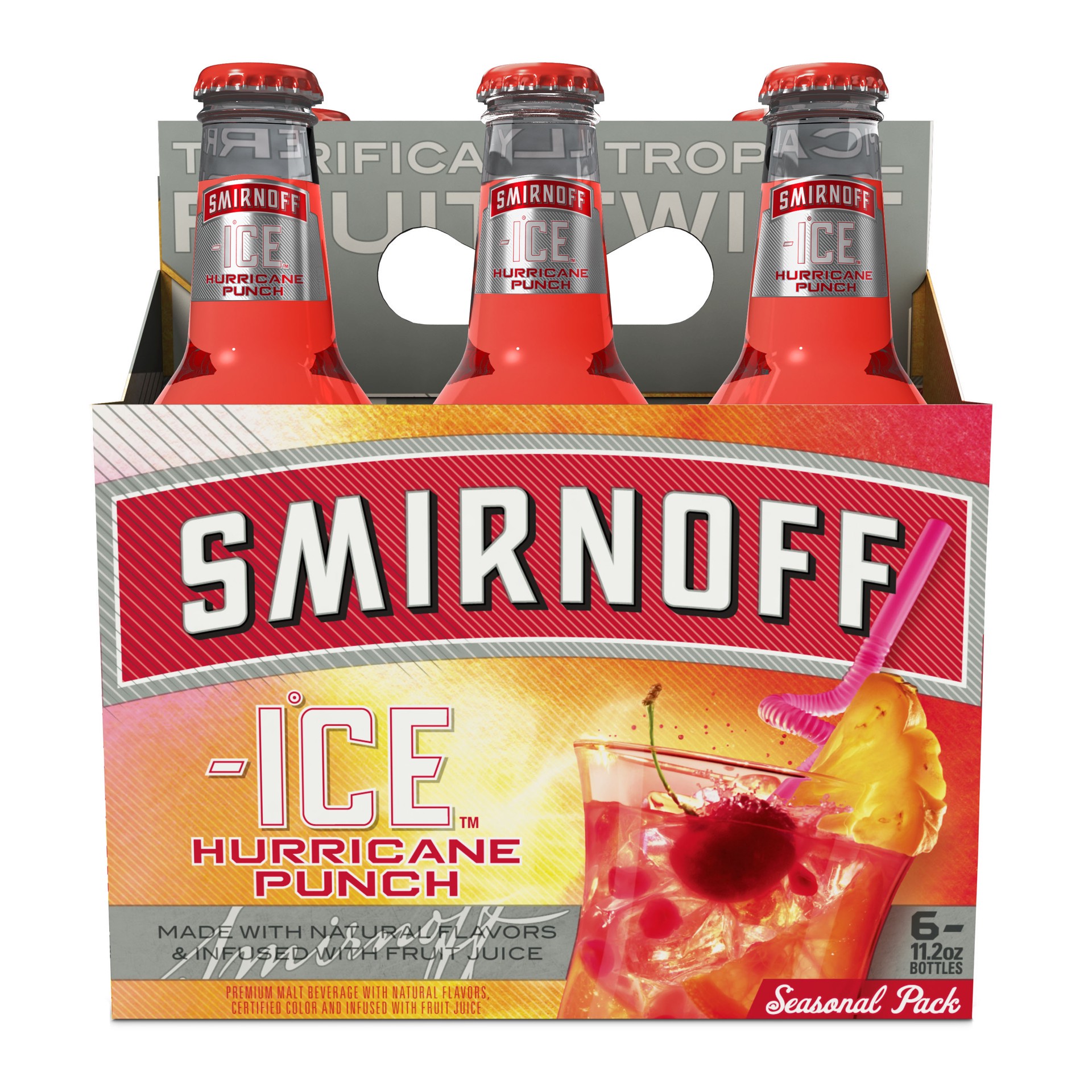 slide 1 of 4, Smirnoff Ice Hurricane Punch, 11.2 fl oz, 6 Pack Bottles, 4.5% ABV, 6 ct; 11 oz