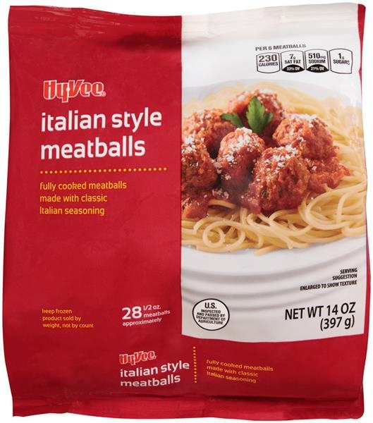 slide 1 of 1, Hy-vee Italian Style Meatballs, 14 oz
