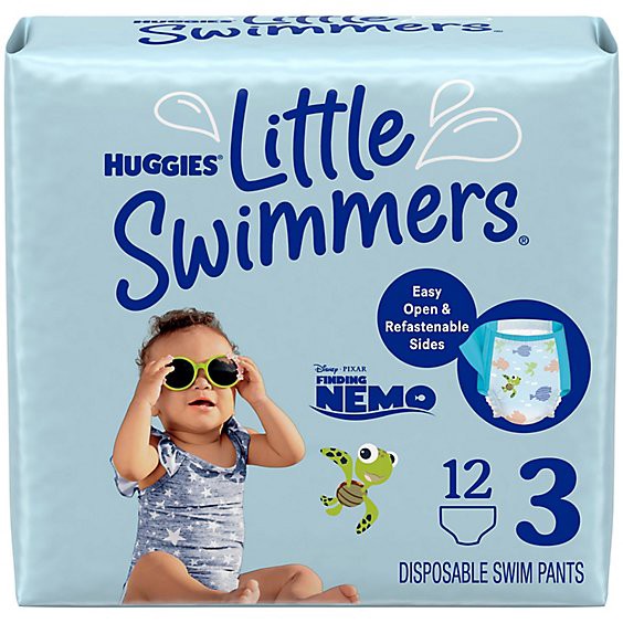 slide 1 of 1, Huggies Little Swimmers Disposable Swim Diapers Size 3 - 12 Count, 12 ct
