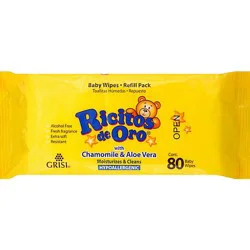 Grisi Ricitos De Oro Baby Wipes Refill Pack - 80 Count