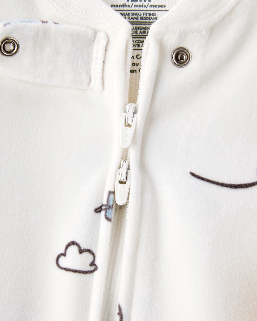 slide 2 of 3, Carter's Baby Boy Helicopter Print Loose Fit Long-Sleeve 2-Way Zip 1-Piece Pajamas - White White 18M, 1 ct