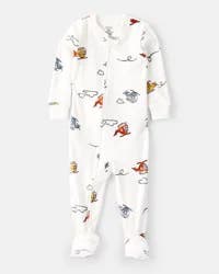 Carter's Baby Boy Helicopter Print Loose Fit Long-Sleeve 2-Way Zip 1-Piece Pajamas - White White 18M