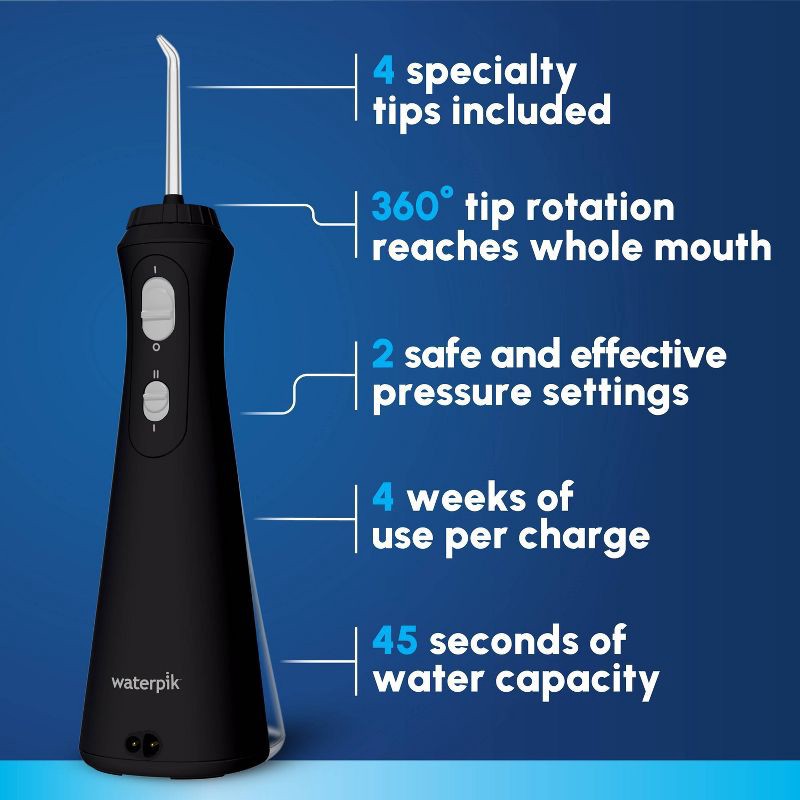 slide 4 of 12, Waterpik Cordless Plus Rechargeable Water Flosser - WP-462 - Black, 1 ct