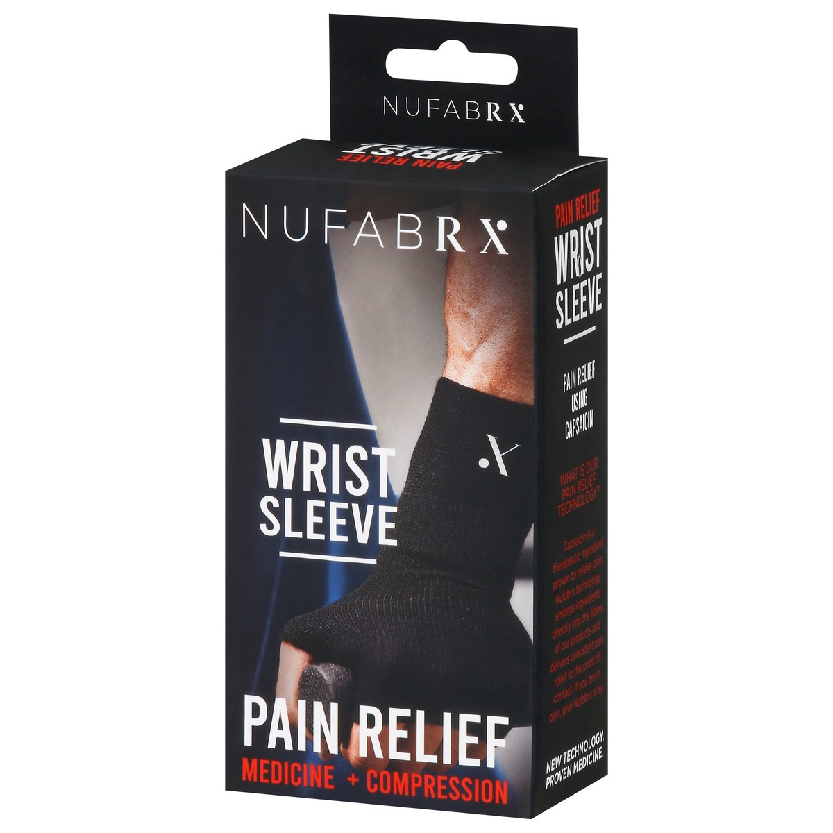 slide 7 of 9, Nufabrx Black Medicine + Compression Pain Relief Wrist Sleeve 1 ea, 1 ct