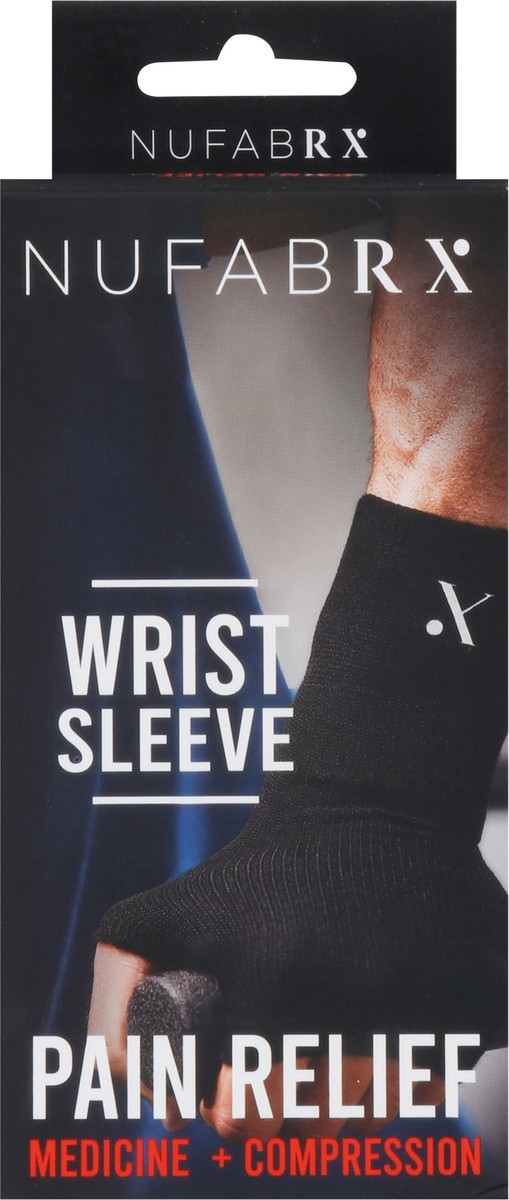 slide 6 of 9, Nufabrx Black Medicine + Compression Pain Relief Wrist Sleeve 1 ea, 1 ct
