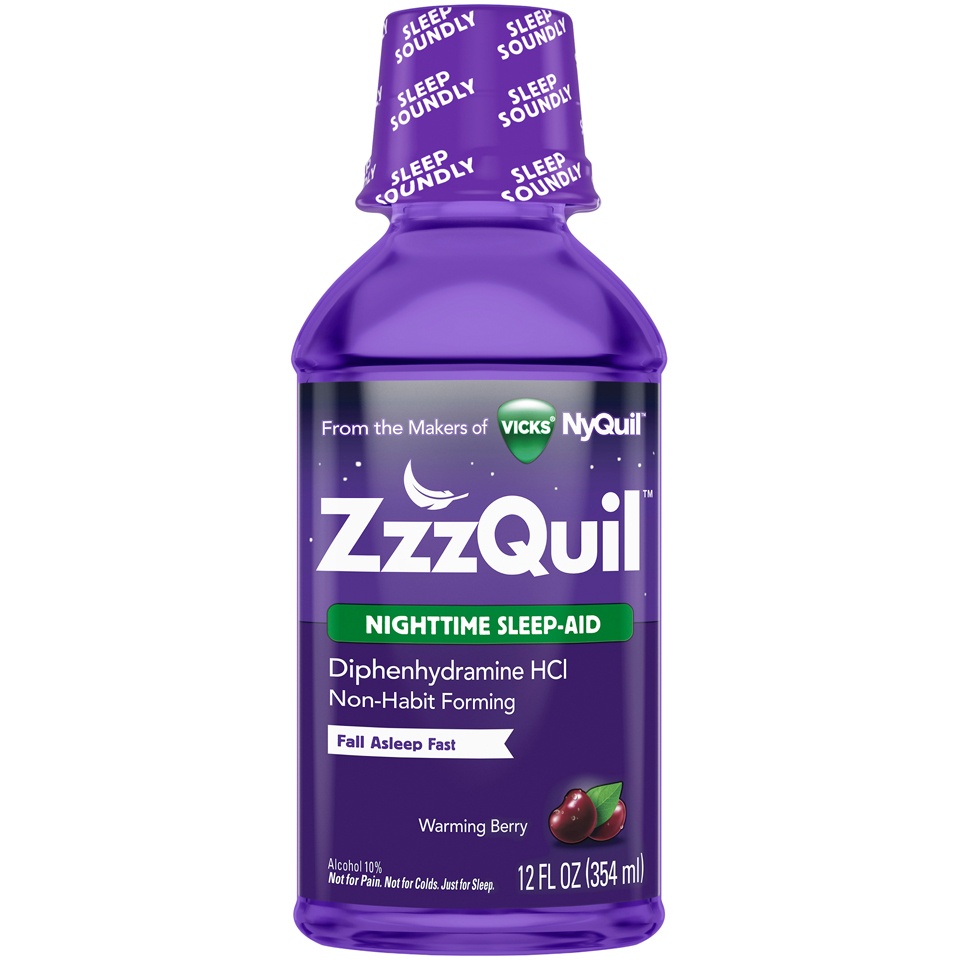 slide 2 of 2, ZzzQuil Warming Berry Flavor Nighttime Sleep Aid Liquid, 12 fl oz