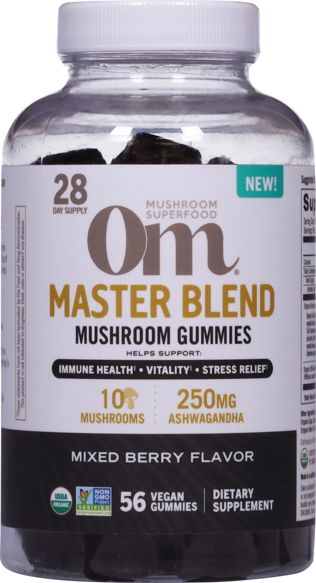 slide 12 of 13, Om Mushroom Master Blend 56 Vegan Gummies, 56 ct