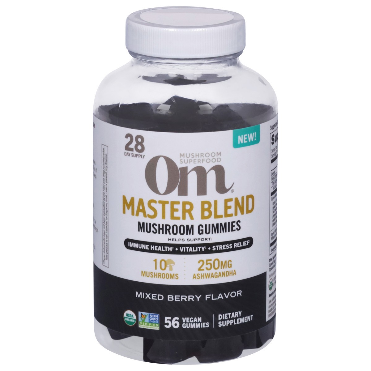 slide 9 of 13, Om Mushroom Master Blend 56 Vegan Gummies, 56 ct