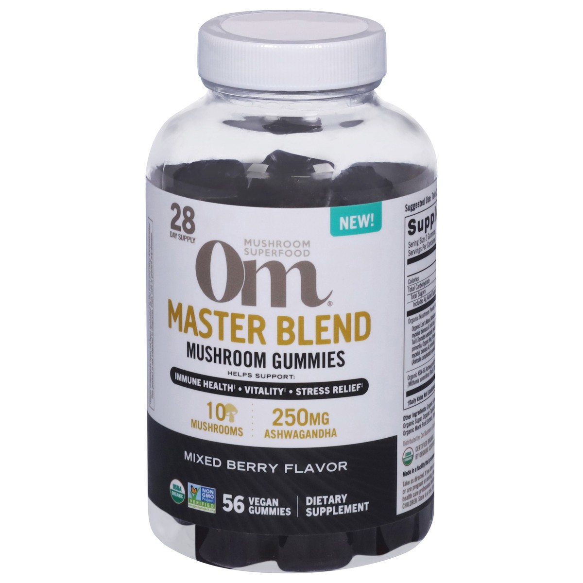 slide 10 of 13, Om Mushroom Master Blend 56 Vegan Gummies, 56 ct
