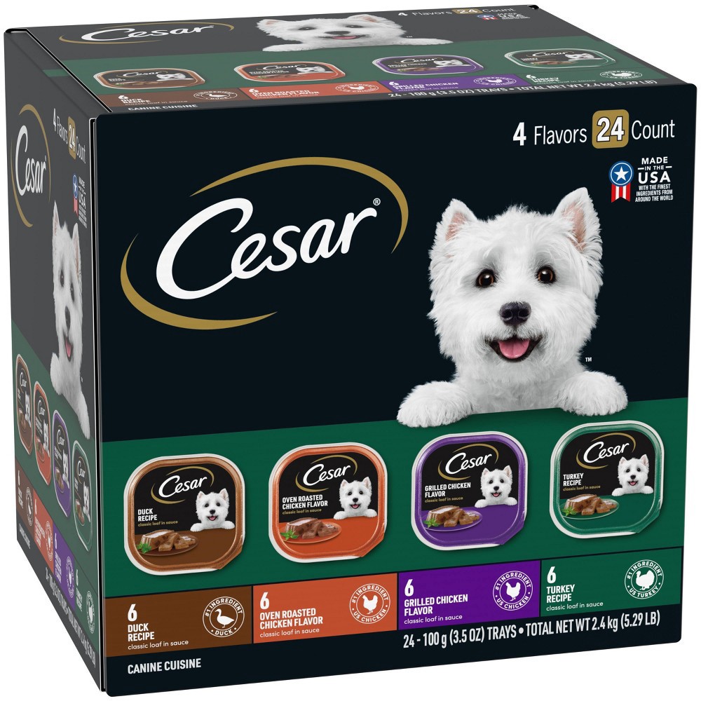 Cesar Classic Loaf in Sauce Wet Dog Food Duck, Roasted Chicken, Grilled Chicken & Turkey 3.5oz
