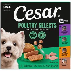 Cesar Classic Loaf in Sauce Variety Pack with Chicken, Duck and Turkey Flavor Small Breed Wet Dog Food - 3.5oz/24ct