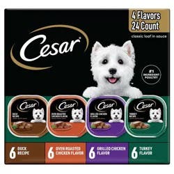 Cesar Classic Loaf in Sauce Variety Pack with Chicken, Duck and Turkey Flavor Small Breed Wet Dog Food - 3.5oz/24ct
