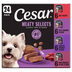 Cesar Classic Loaf in Sauce Beef, Steak, Chicken and Red Meat Flavor Variety Pack Small Breed Wet Dog Food - 3.5oz/24ct