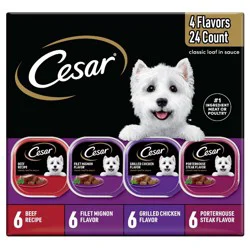 Cesar Classic Loaf in Sauce Beef, Steak, Chicken and Red Meat Flavor Variety Pack Small Breed Wet Dog Food - 3.5oz/24ct