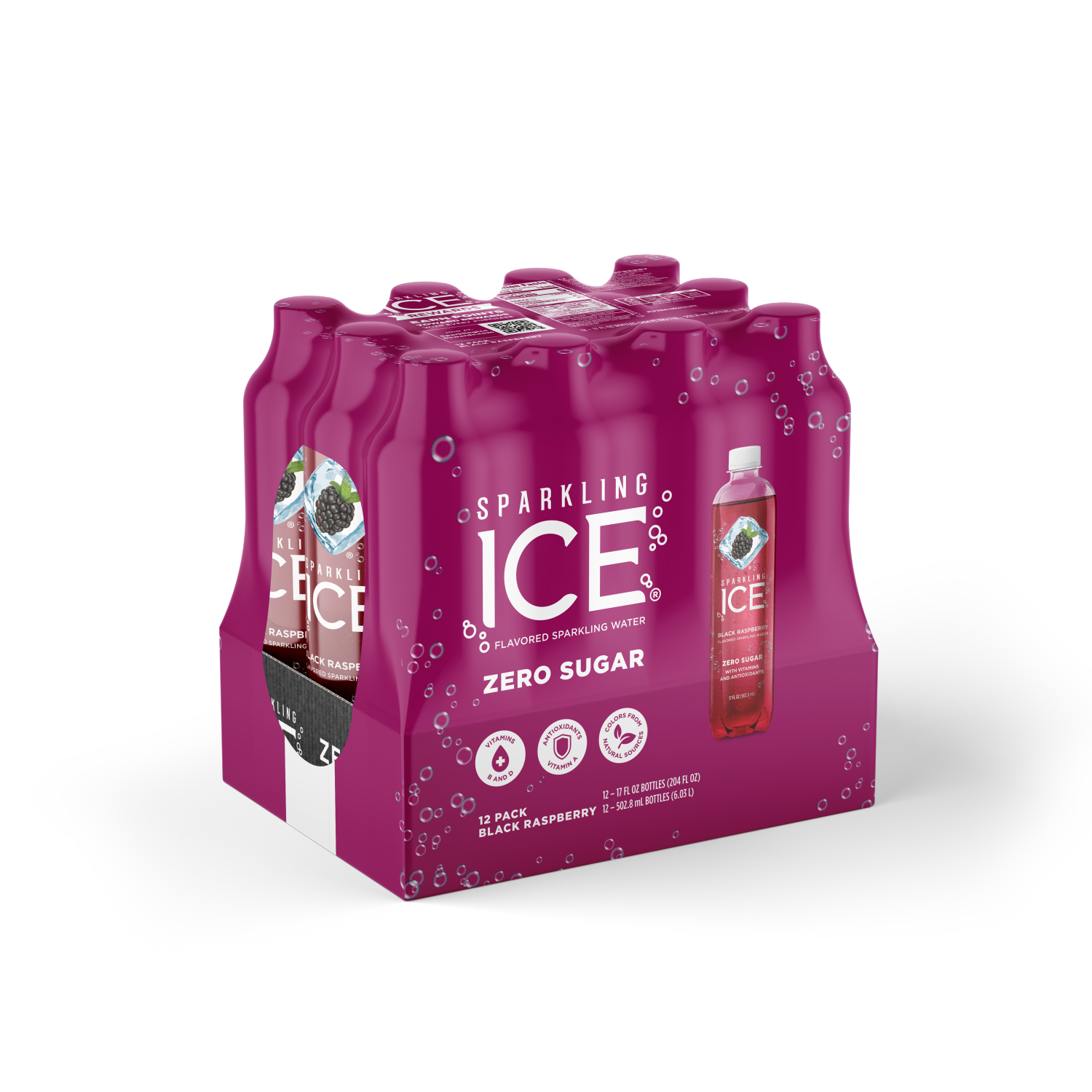 slide 2 of 4, Sparkling ICE 12 Pack Zero Sugar Black Raspberry Sparkling Water 12 ea, 12 ct