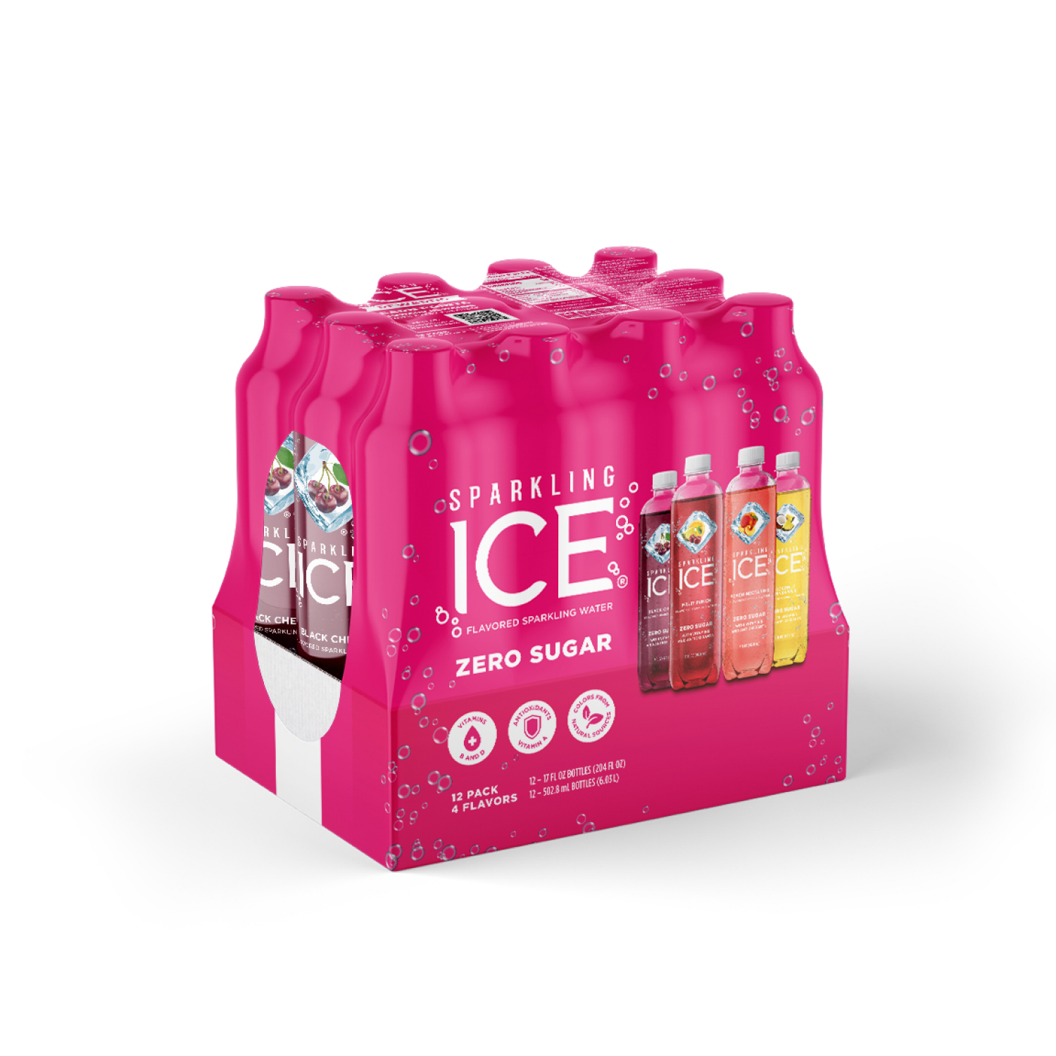 slide 2 of 4, Sparkling ICE Zero Sugar 4 Flavors Sparkling Water 12 Pack 12 Bottle 12 ea, 12 ct