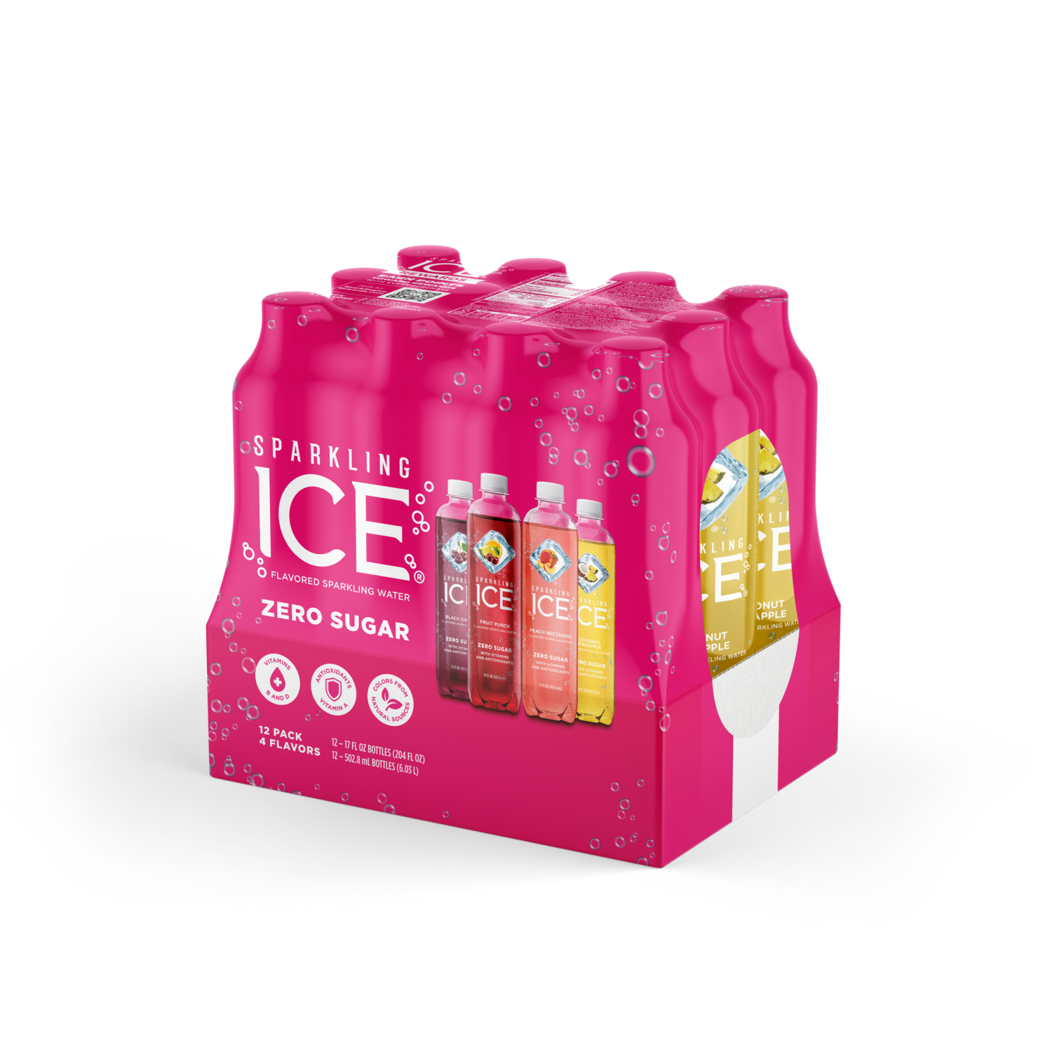 slide 3 of 4, Sparkling ICE Zero Sugar 4 Flavors Sparkling Water 12 Pack 12 Bottle 12 ea, 12 ct