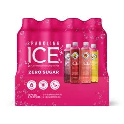 Sparkling ICE Zero Sugar 4 Flavors Sparkling Water 12 Pack 12 Bottle 12 ea