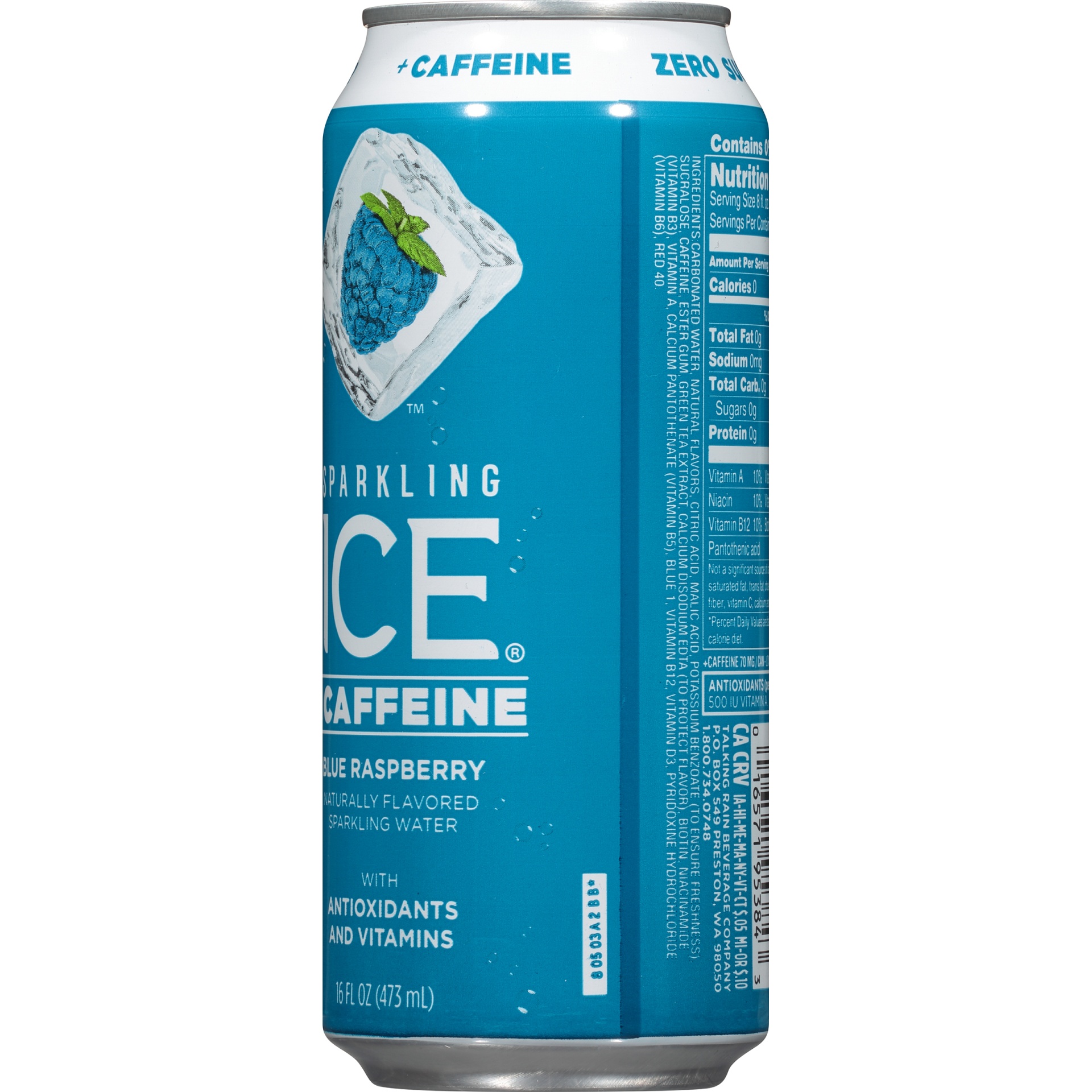 slide 4 of 4, Sparkling Ice +Caffeine Blue Raspberry 16oz Can, 16 fl oz