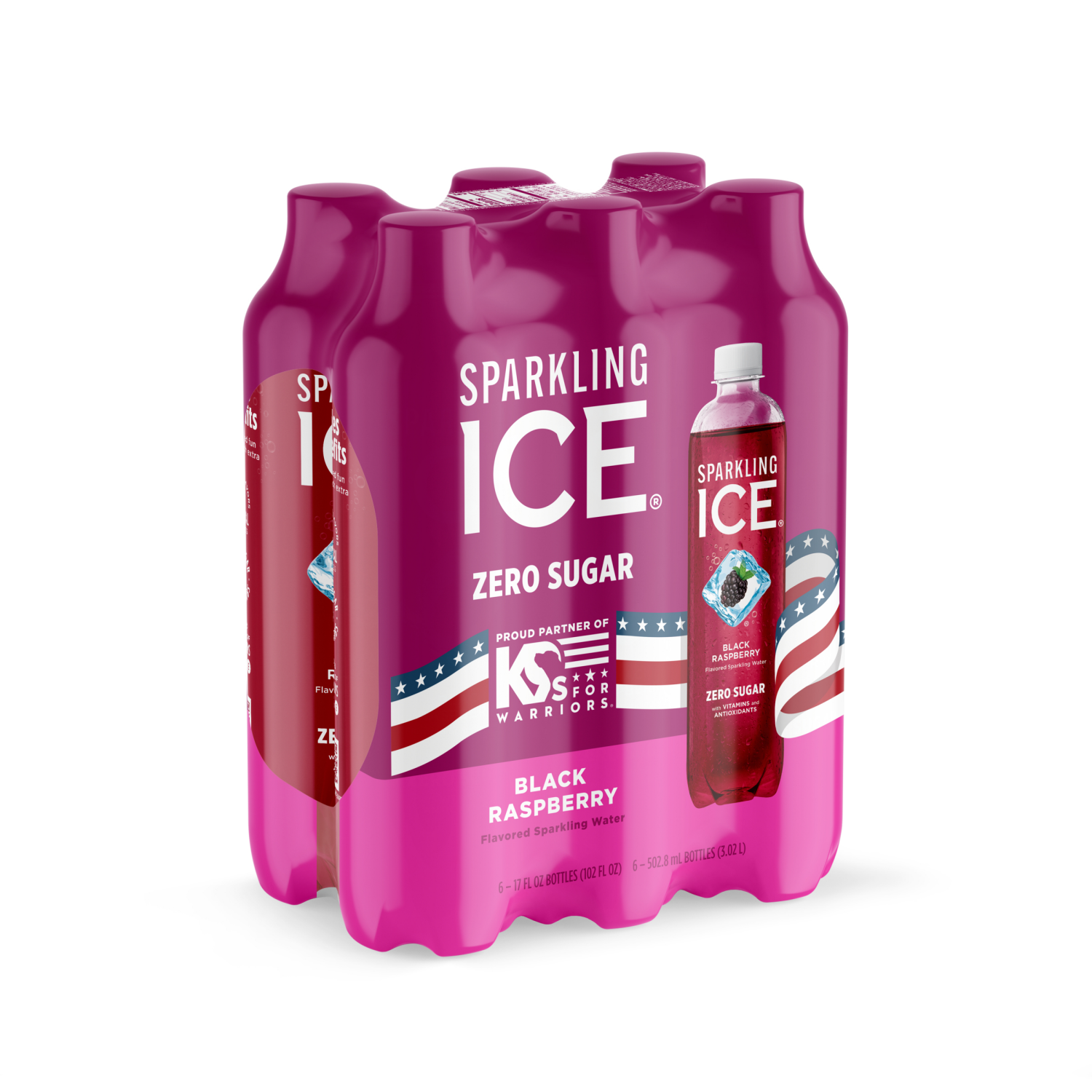 slide 3 of 5, Sparkling ICE 6 Pack Zero Sugar Black Raspberry, 6 ct; 17 oz