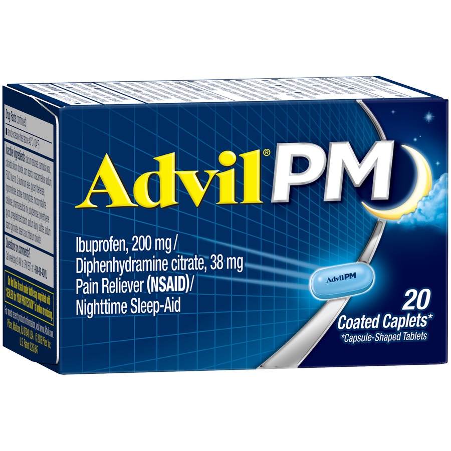 slide 3 of 7, Advil PM Pain Reliever/Nighttime Sleep Aid Caplets - Ibuprofen (NSAID), 20 ct