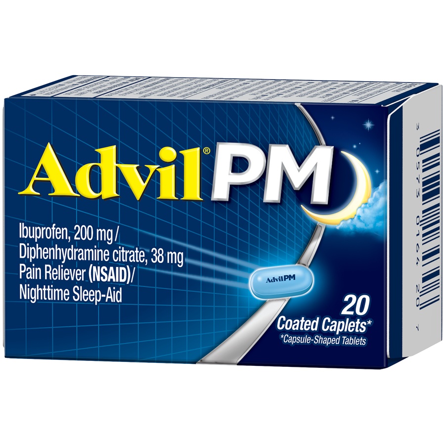 slide 4 of 7, Advil PM Pain Reliever/Nighttime Sleep Aid Caplets - Ibuprofen (NSAID), 20 ct