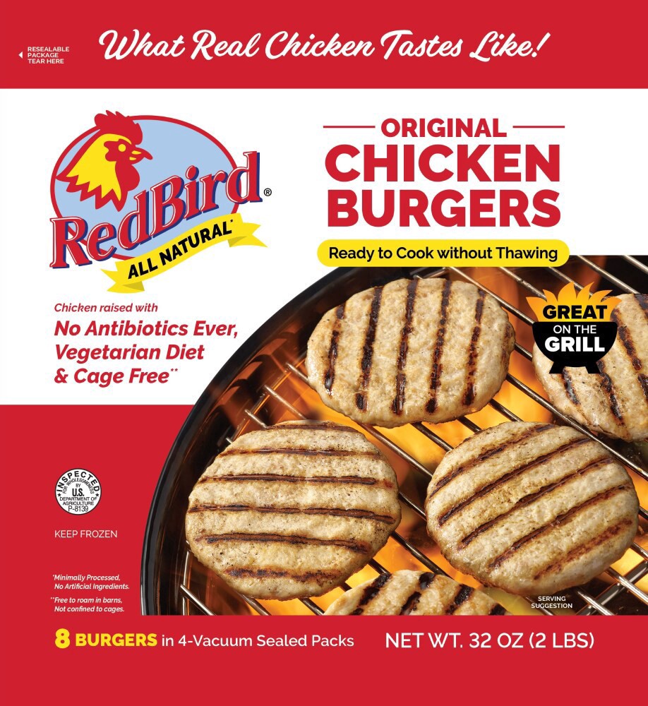 slide 2 of 3, Red Bird Farms Original Chicken Burgers, 2 lb