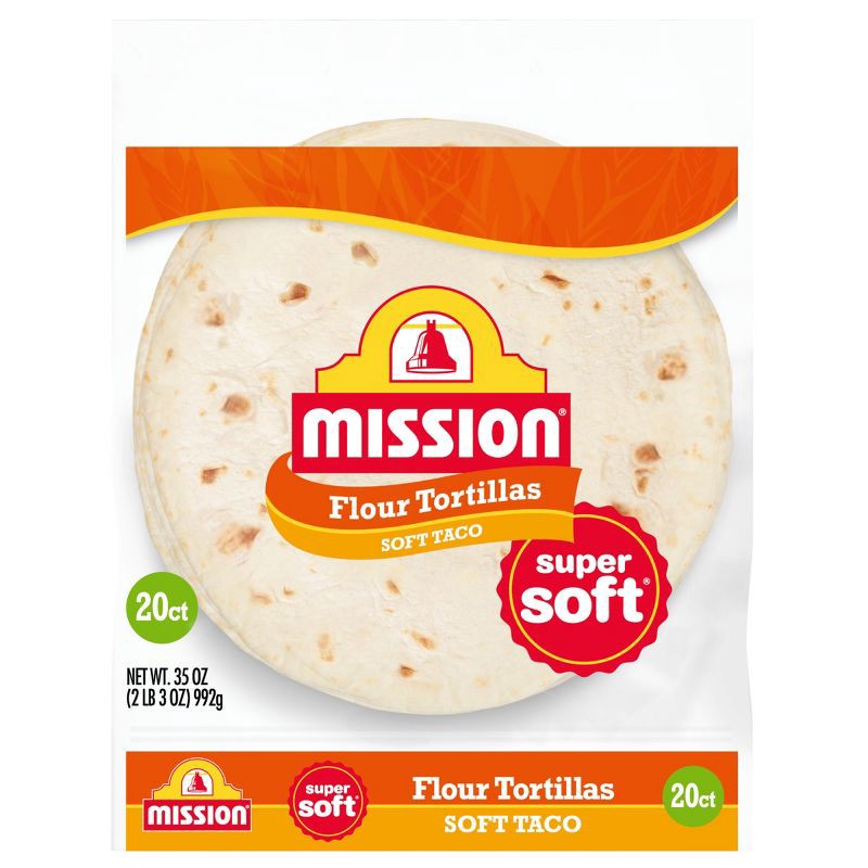 slide 1 of 6, Mission Taco Size Super Soft Flour Tortillas - 35oz/20ct, 20 ct; 35 oz