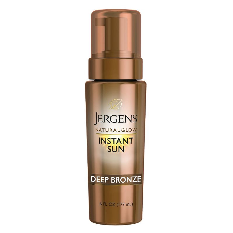 slide 1 of 9, Jergens Natural Glow Instant Sun Sunless Tanning Mousse, Deep Bronze Tan, Sunless Tanner Mousse - 6 fl oz, 6 fl oz