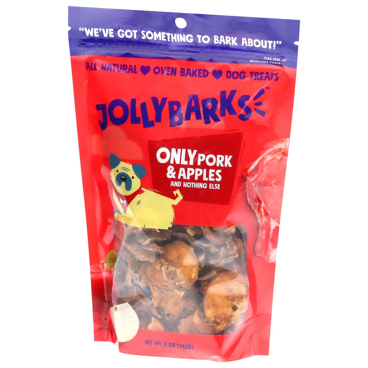 slide 2 of 4, JollyBarks Only Pork & Apples and Nothing Else Dog Treats 5 oz, 5 oz