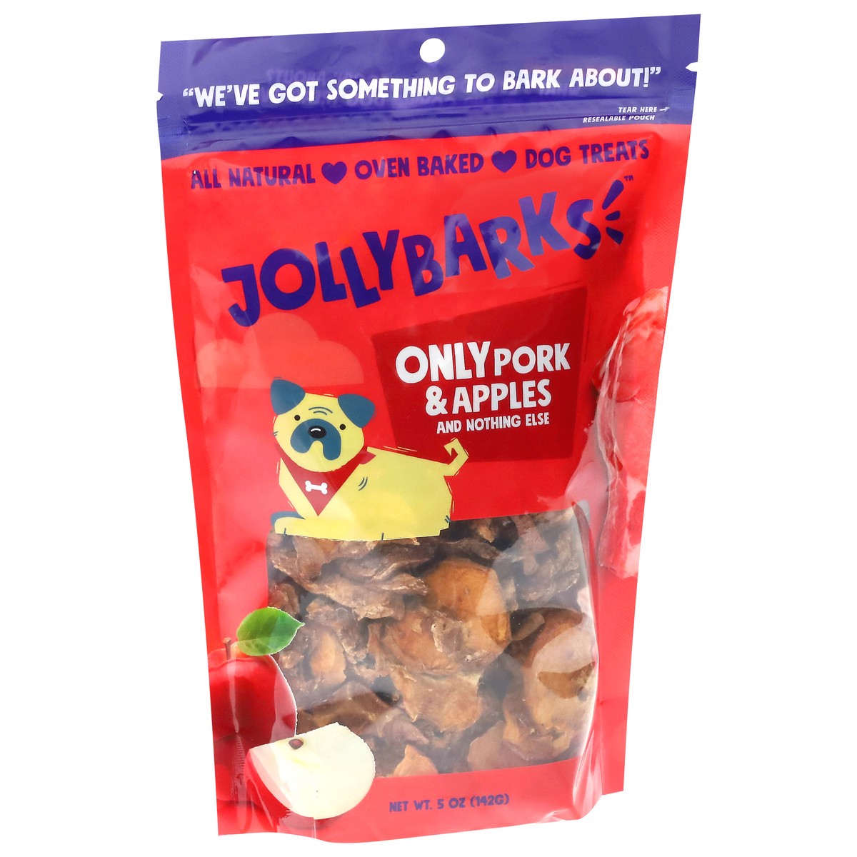 slide 4 of 4, JollyBarks Only Pork & Apples and Nothing Else Dog Treats 5 oz, 5 oz